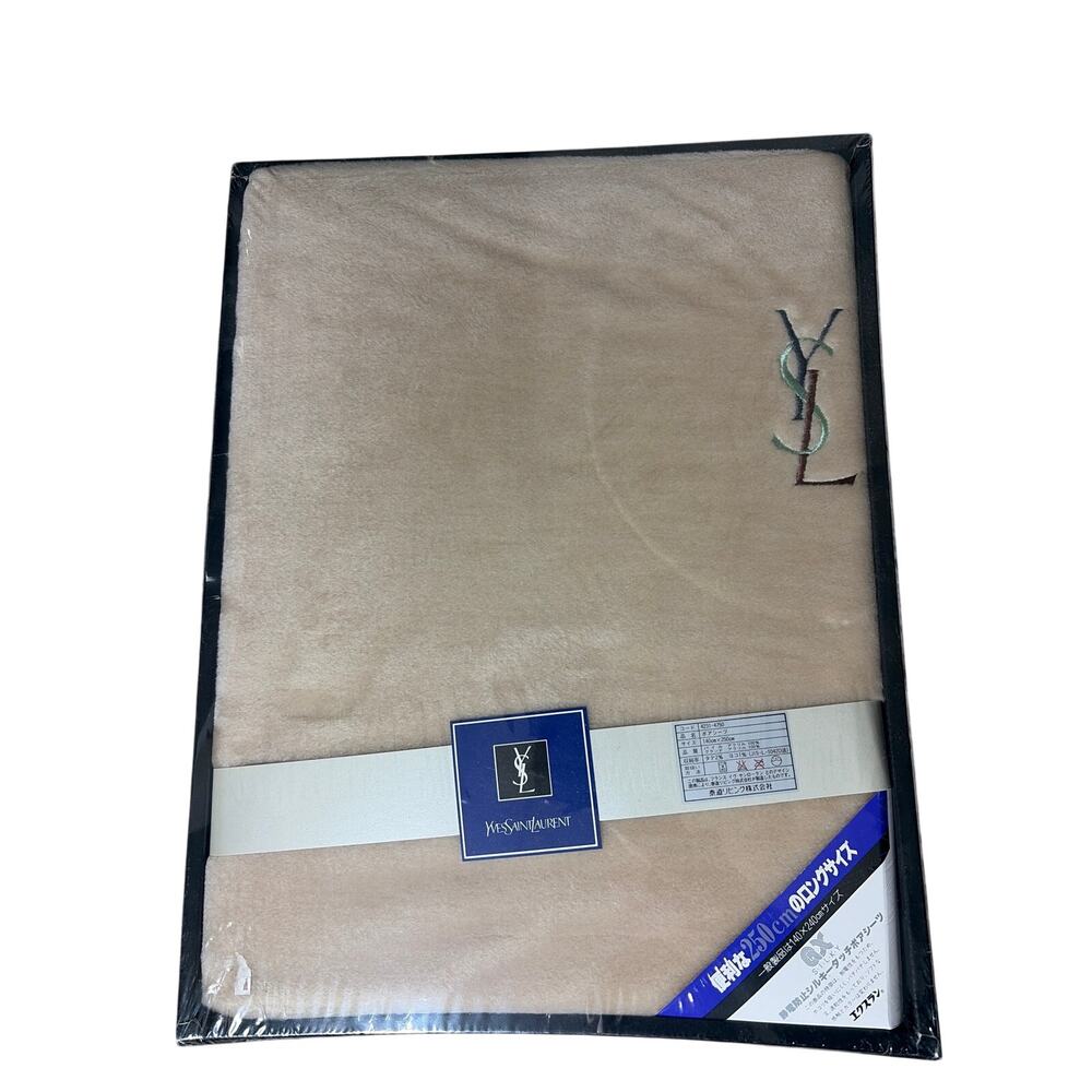 Yves Saint Laurent YSL Beige Velour Blanket Throw 140x250cm  NEW